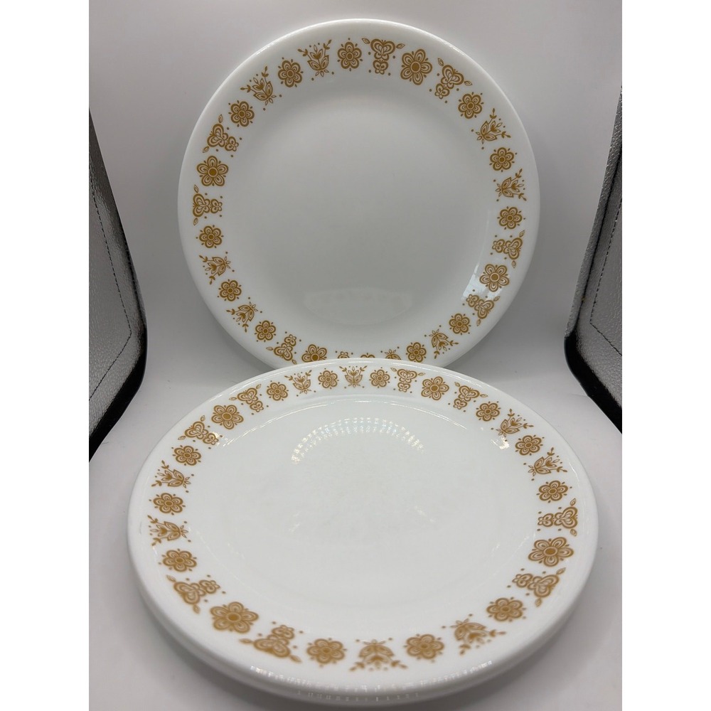 3 Corelle Butterfly Gold lunch salad plates 8-1/2"
